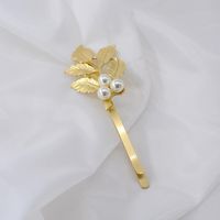 Korean Baroque Golden Tree Leaf Pearl Hair Clip main image 5