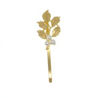 Korean Baroque Golden Tree Leaf Pearl Hair Clip main image 6