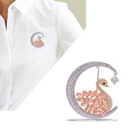 European And American Pink Swan Brooch Female Coat Coat Wild Moon Boutonniere main image 1