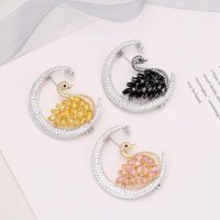 European And American Pink Swan Brooch Female Coat Coat Wild Moon Boutonniere main image 4