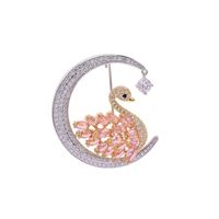European And American Pink Swan Brooch Female Coat Coat Wild Moon Boutonniere main image 3