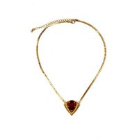 Or Long-durable Rétention De La Couleur Collier Court Cuivre Matériel Collier Cut Rouge Résine Gem Pendentif Clavicule Chaîne main image 6