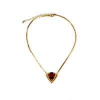 Short Necklace Copper Neck Necklace Cut Red Resin Gemstone Pendant Clavicle Chain main image 6