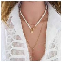 Modèle Coréen Tempérament Collier De Perles En Forme Mignon Personnalité Verrouillage Pendentif En Ligne Influenceur Clavicule Chaîne Féminine 13080 main image 2