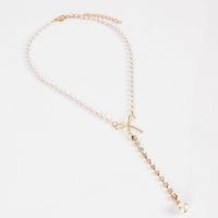 Bow Pearl Pendant Temperament Super Flash Small Diamond Clavicle Chain Necklace Necklace Female main image 5
