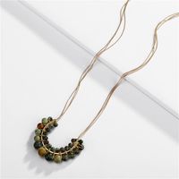 Long Sweater Chain Horseshoe U-shaped Natural Stone Beads Braided Multilayer main image 6