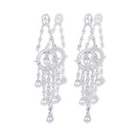 S925 Silver Needle Wang Hao With The Same Paragraph High-grade Slim Pearl Earrings Long Tassel Heavy Work Zircon Earrings Banquet Wild main image 3