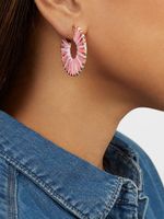 Earrings Jewelry Hollow Alloy Segment Dyed Color Rafia Weave Female Earrings New main image 6