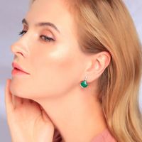 Geometric Fan-shaped Malachite Earrings S925 Silver Earrings Female New Temperament Shell Earrings main image 2