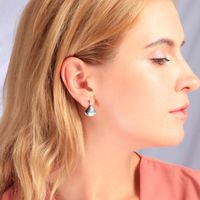 Aretes Para Mujer Geométricos De Malaquita En Forma De Abanico S925 Pendientes De Plata Pendientes De Concha De Temperamento Femenino Nuevo main image 5