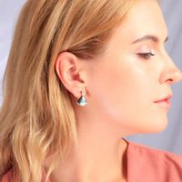Geometric Fan-shaped Malachite Earrings S925 Silver Earrings Female New Temperament Shell Earrings main image 5