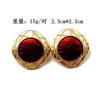 Fashion Stud Earrings Red Black Square Round Drops 925 Silver Stud Earrings Retro main image 3