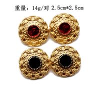 Stud Earrings Round Lace Pattern 925 Silver Stud Earrings Delicate Gold Round Stud Earrings main image 1