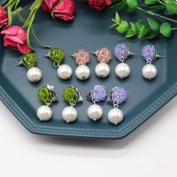 Beads Weaving Ball Stud Earrings Large Pearl Pendant Stud Earrings Sweet Ear Clips main image 5