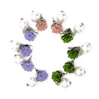 Beads Weaving Ball Stud Earrings Large Pearl Pendant Stud Earrings Sweet Ear Clips main image 3