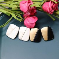 Rectangular Gold And Silver Two-color Stitching Stud Earrings Fashion Design Ear Stud Earrings main image 4