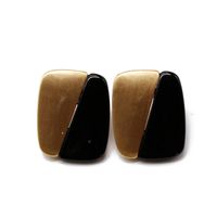 Rectangular Gold And Silver Two-color Stitching Stud Earrings Fashion Design Ear Stud Earrings main image 6