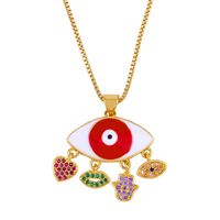 Fashion Temperament Wild Inlaid Color Diamond Mom Drop Oil Eye Necklace sku image 1