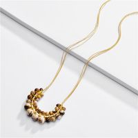 Long Sweater Chain Horseshoe U-shaped Natural Stone Beads Braided Multilayer sku image 1