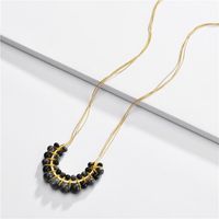 Long Sweater Chain Horseshoe U-shaped Natural Stone Beads Braided Multilayer sku image 2