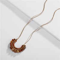 Long Sweater Chain Horseshoe U-shaped Natural Stone Beads Braided Multilayer sku image 3