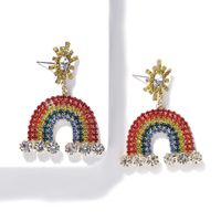 Earrings Alloy Diamond Small Rainbow Earrings Fashion Colorful Earrings Accessories sku image 1