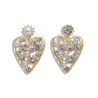 مجوهرات سبائك الماس القلب على شكل أقراط الإبداعية غير المتماثلة الأقراط محب sku image 1