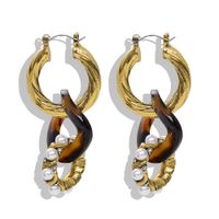 Alloy Pearl Plate Earrings Fashion Retro Heavy Metal Earrings Accessories Temperament Jewelry Accessories sku image 1