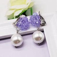 Beads Weaving Ball Stud Earrings Large Pearl Pendant Stud Earrings Sweet Ear Clips sku image 4