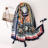 Nepal Dual-use Scarf National Wind Tassel Shawl Air Conditioning Shawl Female Summer Seaside Holiday Beach Print Scarf main image 4