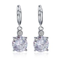 Fashion Wholesale Fashion Temperament Bridal Jewelry Round Crystal Zircon Earrings Necklace Set main image 6