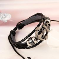 Beaded Anchor Leather Bracelet Wholesale Fashion main image 3