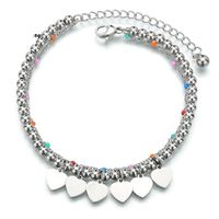 New Simple Fashion Heart-shaped Bracelet Stainless Steel Adjustable Ball Heart Color Rice Beads Bracelet main image 2