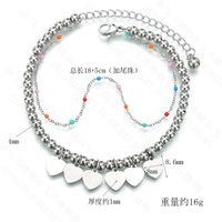 New Simple Fashion Heart-shaped Bracelet Stainless Steel Adjustable Ball Heart Color Rice Beads Bracelet main image 3