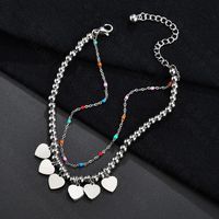 New Simple Fashion Heart-shaped Bracelet Stainless Steel Adjustable Ball Heart Color Rice Beads Bracelet main image 4