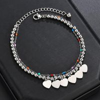 New Simple Fashion Heart-shaped Bracelet Stainless Steel Adjustable Ball Heart Color Rice Beads Bracelet main image 5