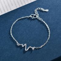 Minimalist Isches Paar Herzschlag Armband Elektro Kardiogramm Wellen Armband Fußkettchen O-kette Weibliche Koreanische Mode All-match-handschmuck main image 2