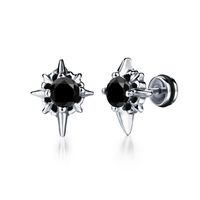 Titanium Steel Punk Diamond Black Cross Earrings main image 3