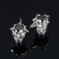 Titanium Steel Punk Diamond Black Cross Earrings main image 5