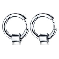 Personality Hip Hop Hipster Jewelry Round Wire Earrings Stainless Steel Men&#39;s Circle Earrings main image 1