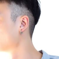 Personality Hip Hop Hipster Jewelry Round Wire Earrings Stainless Steel Men&#39;s Circle Earrings main image 5