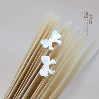 Korean Version Of The New Brushed Bow Earrings Copper Silver Plated Color Anti-allergic Simple Butterfly Ear main image 3