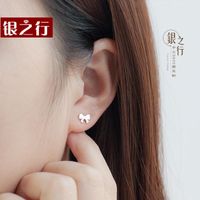 Korean Version Of The New Brushed Bow Earrings Copper Silver Plated Color Anti-allergic Simple Butterfly Ear main image 4