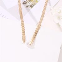 Fashion Fish Bone Chain New Sequins Short Necklace Female Fashion Pearl Chain Clavicle Chain Wholesale main image 5