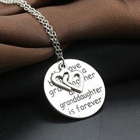 Engraved English Letters Round Love Letters Grandmother Pendant Necklace main image 1