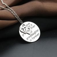 Engraved English Letters Round Love Letters Grandmother Pendant Necklace main image 6