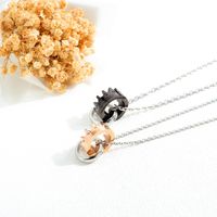 His Queen Her King Titanium Steel Couple Necklace With Diamond Crown Pendant Tanabata Item Wholesale Fashion main image 4
