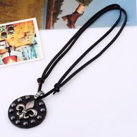 Vintage Art Leather Rope Europe And America Punk Leather Necklace Sweater Chain Long Necklace Fashion Versatile Jewelry main image 5