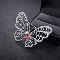 Butterfly Dance Korean Fashion High-end Diamond Red Crystal Butterfly Brooch main image 1