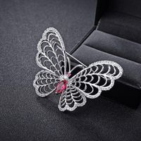 Butterfly Dance Korean Fashion High-end Diamond Red Crystal Butterfly Brooch main image 2